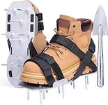 Ohuhu Metal Lawn Aerator Shoes, Upgraded Aerating Shoe with Durable Aluminum Sole, Free-Installation Spiked Aerating Sandals with Stainless Steel Shovel, One-Size-Fits-All for Yard Patio Garden Grass