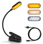 16 LED Book Light,Clip Light with Flexible Neck,USB Rechargeable Reading Light Clip on Book,Anti-Blue Light Eye Care Reading Lights for Books in Bed,Stepless Dimming,3 Color&3Brightness Modes