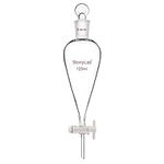 StonyLab PTFE Stopcock Separatory Funnel 125ml, Borosilicate Glass Heavy Wall Conical Pear-Shaped Separatory Funnel Separation Funnel with 24/29 Joint