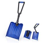 ORIENTOOLS Folding Snow Shovel with Collapse D Grip,Lightweight Portable Plough for Car(Blue, Length: 33-80cm, Blade: 28x33cm)