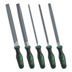 Bosch 5-Piece File Set 200Mm Durable Carbon Steel Files with Ergonomic Handles, Perfect for Metal Crafting, Deburring, and Smoothing Surfaces