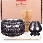 Goodwei Premium Matcha Tea Set - Ceremonial Bowl Chawan, Whisk and Holder + Gift Box (Tetsu, 80), Ceramics, 430 ml