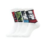 BALENZIA X STAR WARS Character High Ankle Socks for Men with Giftbox- White, Pack of 4 | Clone Trooper, Yoda, Luke Skywalker, and Darth Vader (Free Size)