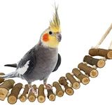 SIMENA Bird Cage Ladder, Parrot Bridge Made of Natural Wood and Rope, Interactive Bird Toy for Small and Medium Sized Birds and Parrots, Parakeets, Cockatiels, Amazon Parrots, Conures etc.