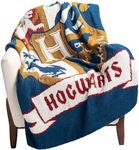 Harry Potter Feather Knit Fluffy Throw Blanket - Hogwarts Crest Fuzzy Blanket Measures 50 x 60 Inch, Super Soft Lightweight Bedding