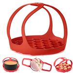 ddLUCK Pressure Cooker Sling, Silicone Bakeware Sling for 6 Qt/8 Qt Instant Pot, Ninja Foodi and Multi-function Cooker Anti-scalding Lifter, BPA-Free Silicone Egg Steamer Rack(Red)