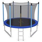 Goplus Trampoline 8FT 10FT 12FT 14FT 15FT 16FT, ASTM Approved Outdoor Recreational Trampolines W/ Enclosure Net, Ladder, Weatherproof Combo Bounce Trampoline for Backyard Kids Adults (10FT, Internal-Net)