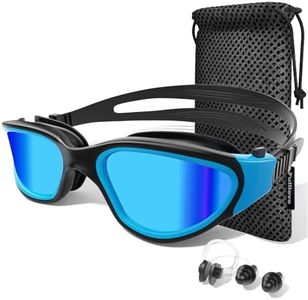 Fulllove Swim Goggles, Tenfold Long-lasting Anti Fog Swimming Goggles for Adult Men Women, No Leakage with Nose Clip Earplugs