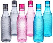 Amazon Brand - Solimo Unbreakable Round Plastic Water Bottle | Leak Proof | BPA Free | Ideal for Gym, Office, Home, Travel, College | 1 Litre Each | Set of 6 | Multi-Colour