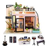 Spilay DIY Miniature Dollhouse Wooden Furniture Kit,Handmade Mini Modern Model Plus with Dust Cover & Music Box ,1:24 Scale Creative Doll House Toys for Adult Friend lover Gift(Time Studio)