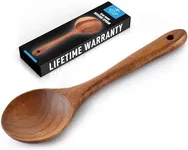 Zulay Kitchen Premium Teak Wooden Spoon For Cooking - Durable Handmade Wooden Cooking Utensil, Perfect Wooden Kitchen Utensil Set Addition, Smooth Finish Natural Teak Spoon, Non-Stick Wooden Spoon