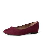 Amazon Essentials Women's Pointed-Toe Ballet Flat, Maroon, 8.5 Wide