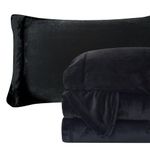 Elegant Comfort Luxuriously Soft 4-Piece Velvet Plush Flannel Sheet Set - Premium Quality - Cozy Warm, Anti-Static, Non Pilling Fuzzy Velvet Flannel Fleece Deep Pocket Sheet Set - Cal King, Black