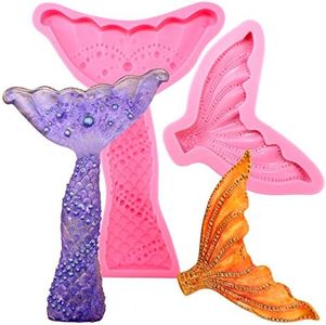 Funshowcase Mermaid Tail and Fin Silicone Mold for Sugarcraft Fondant Cake Decoration, Cupcake Topper, Chocolate, Pastry, Jewelry Making, Polymer Clay, Epoxy Resin, Soap Crafting Projects 2-Count