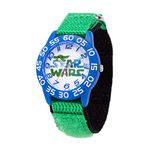 Star Wars The Mandalorian Kids' Plastic Time Teacher Analog Quartz Nylon Strap Watch, Blue/Green