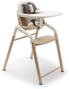 Bugaboo Giraffe Wooden Baby High Chair – Adjustable in 1 Second, Ergonomic Easy-Clean Highchair, Suitable from Birth (Newborn Set Sold Separately), FSC Beechwood & Bioplastic – Neutral Wood/White