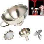 KEISSCO 3-in-1 Stainless Steel Funnel Set - Wide Mouth with Mesh Basket - Narrow Mouth with Strainer