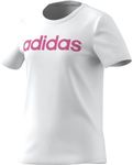 adidas Sportswear Essentials Linear Logo Cotton Girls Slim Fit T-Shirt, White/Pulse Magenta, 11-12 Years