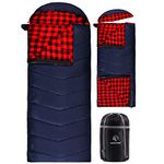 REDCAMP Cotton Flannel Sleeping Bags for Camping, 3-Season Warm and Comfortable Adult Sleeping Bag, Envelope with 4lbs Filling,Red