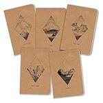 Field Journal/Pocket Notebook by Bright Day - 3.5" x 5.5" Lined Memo Book - Mountain Collection Pack of 5