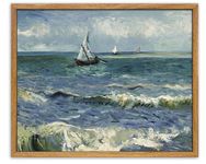 UPWOIGH Vintage Wall Art,Vincent van Gogh Seascape near Les Saintes - 8x10in Oil Painting Canvas Wall Decor,Nature Scenery Kitchen Bathroom Bedroom Decor