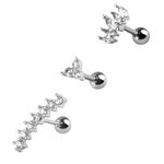 Helix Piercing Jewellery, 3pcs Stainless Steel Tragus Earrings, Silver Labret, Tragus Lip Stud for Women Men Cartilage Earrings Tragus Piercing Jewellery