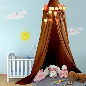 Baby Bedding Round Dome Bed Canopy Kids Play Tent Hanging Mosquito Net Curtain for Baby Kids Reading Playing Sleeping Room Decoration, Yellowish-Brown
