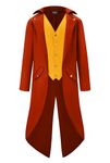 Men Steampunk Jacket Victorian Tailcoat Gothic Coat Costume Red Orange Tailcoat Costume Adult Joker Cosplay Outfit L