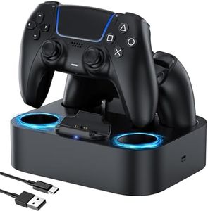 LVFAN PS5 Controller Charger Station, Fast Charging Dock for PlayStation 5 Controllers, Dual Controller Charging Stand Replacement for DualSense & DualSense Edge, Black