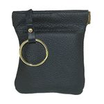 CTM Men's Leather Key Case Coin Pouch Wallet, Black