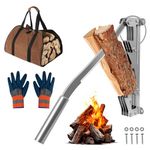 panthem Wall Mounted Kindling Splitter ​with Firewood Carrier Bag, Manual Log Splitter Heavy Duty Firewood Kindling Splitter, Durable Wood Splitter for Efficient Splitting Log Indoor Outdoor