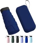 TEKCOOL Travel Mini Folding Compact Umbrella with Case, Manual Open 6 Ribs Lightweight Portable, Small Sun & Rain Pocket Umbrella for Girls and Women- Use in Rain & Summer(Navy Blue)''