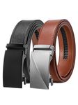 SKiporty Mens Belt 2 Pack Leather Ratchet Dress Belt Double Style in Gift Box for Pants Jeans Comfort Click