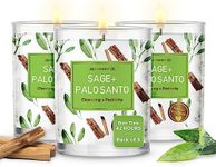 Magnificent 101 Set of 3 Long Lasting Pure Sage + Palo Santo Candles | 3.5 Oz Each - 42 Hour Burn | Made of Soy & Paraffin Free Candles for House Energy Cleansing & Manifestation