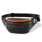 Leather Fanny Pack for Men Women - Fashion Crossbody Waist Bag with Adjustable Belt, Belt Bag Chest Bag Casual Bag for Travel Sports Walking Running Hiking, Black