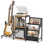 Record Player Stand, Guitar Stand for Acoustic, Electric Guitar, Acoustic, Bass with Guitar Amp Stand, 3-Tier Vinyl Record Storage, Record Player Table for Record Player, Speaker, Amplifier