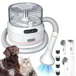 PUPIHOM Pet Grooming Vacuum, 1.5L Pet Hair Vacuum with 5 Grooming Tools, Adjustable 3 Suction Mode 5 in 1 Dog Grooming Kit, Low Noise Dog Hair Vacuum for Shedding Dogs Cats Pets Hair