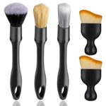 5PCS Car Detailing Brushes Set,Used to Clean The Interior or Exterior of The Car, Emblem,Wheels, Leather Upholstery Seat,Engine Bay,Air Vents,Car Duster Cleaning Kits,Auto Car Detailing Brush