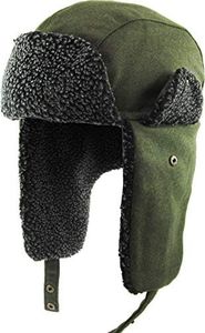 KBW-620 OLV Wool Blend Aviator Trapper hat Trooper Ear Flaps Ushanka Eskimo Warm Winter Cold