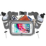 [Voted No.1 Hydration Belt] Gray Winners' Running Fuel Belt - Includes Accessories: 2 BPA Free Water Bottles - Fits Any iPhone - w/Touchscreen Cover - No Bounce Fit and More!