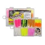 Leland's Lures Trout Magnet 82 Piece Neon Fishing Kit, Catches All Types of Fish, Includes 70 Grub Bodies and 12 Size 8 Hooks