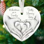 Baby First Christmas Ornament 2024 - Family Christmas Ornaments 2024 - Babys First Christmas Ornament - Family of 3 Christmas Ornament, Family of Three Ornament 2024 - Ceramic Ornament 2024 for Family