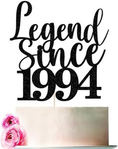 Bejotaa Legend Since 1994 Cake Topper，Black Glitter 30th Birthday Cake Topper for 30th Wedding Anniversary Boys & Girls men and women Birthday Party Decoration Supplies