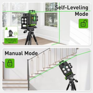 Huepar 3D Green Laser Level – Self-Leveling Cross Line Tool