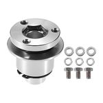 X AUTOHAUX Steering Wheel Quick Release Hub 3 Holes Hub 0.26" Bore Silver Tone