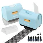 2Pack Identity Theft Protection Roller Stamps-6 Refill Inks,Aodili Prevention Privacy Security Stamp with Box Opener,Envelope Cut Blade 3-in-1, Guard Personal Info Blockout Set-(Blue)