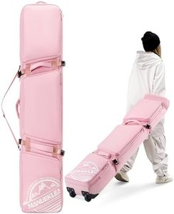 MANUEKLEAR Rolling Ski Travel Bag Holds Skis from 170-190 cm, Durable & Waterproof Snowboard Bag with Wheels, Foldable Double Ski Bag with Soft Padded and Detachable Shoulder Straps