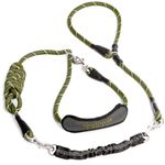 SparklyPets Multifunctional Bungee Hands Free Leash with Slip Lead – Crossbody & Waist Leash for Dog Walking Medium & Large Breeds with Detachable Slip Leash for Dogs (Green Range)