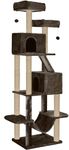 FURRLOVERS Multistory Kitten Large Cat Tree | Fur Fabric | Hammock | Hanging Balls | Condo | Ladder | Scratching Posts | Sisal/Jute Rope (Height 76 Inch) (Brown - FURR-91)