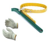 Inditrust 9 Inch Belt Type Oil Filter Wrench | Adjustable Engine Oil & Fuel Filter Removal Tool | Heavy Duty Strap Spanner Key | 225mm Single Side Auto Repair Tool (Yellow)